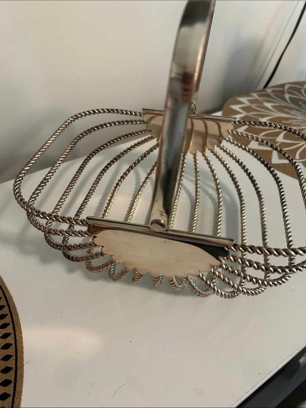 Godinger Silver Twisted Wire Decorative Basket with Fold-Down Handle
